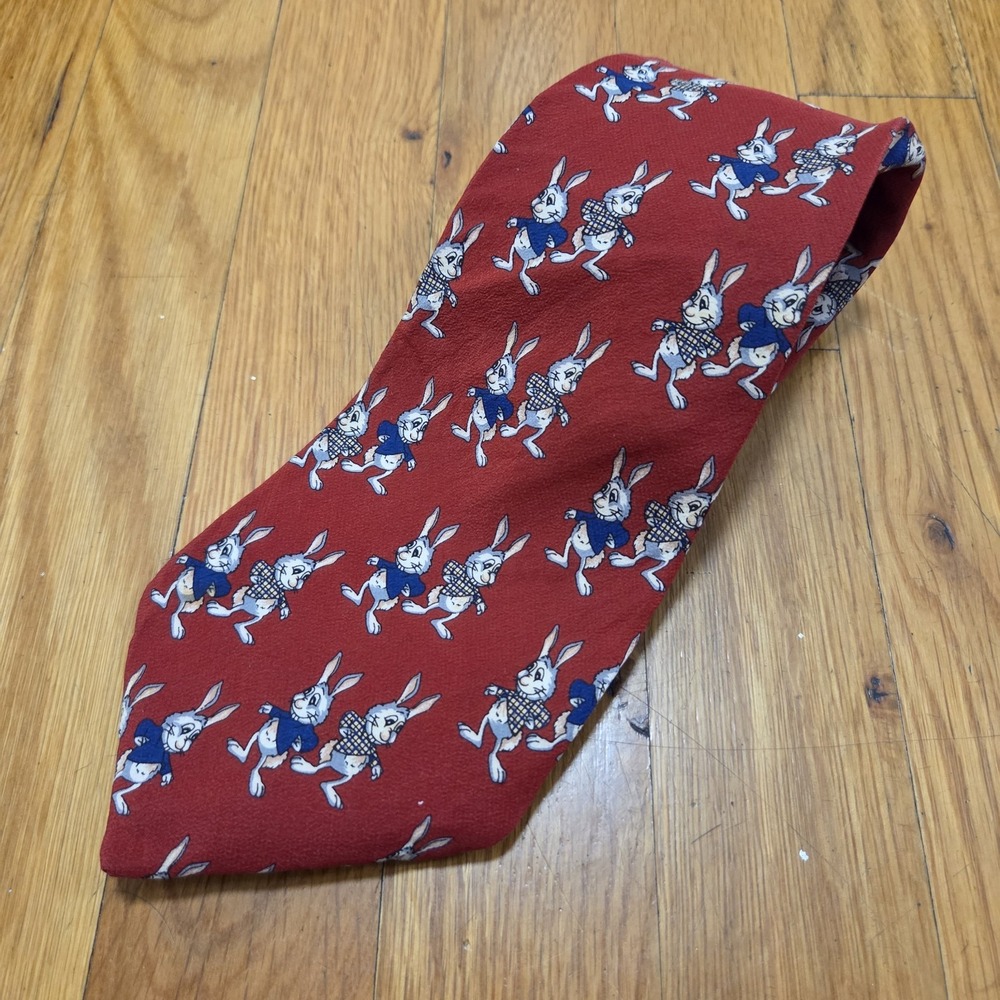 Silly Rabbits Natural Italian Silk Men's Tie Classic Fit 57"‎ To 60" Red